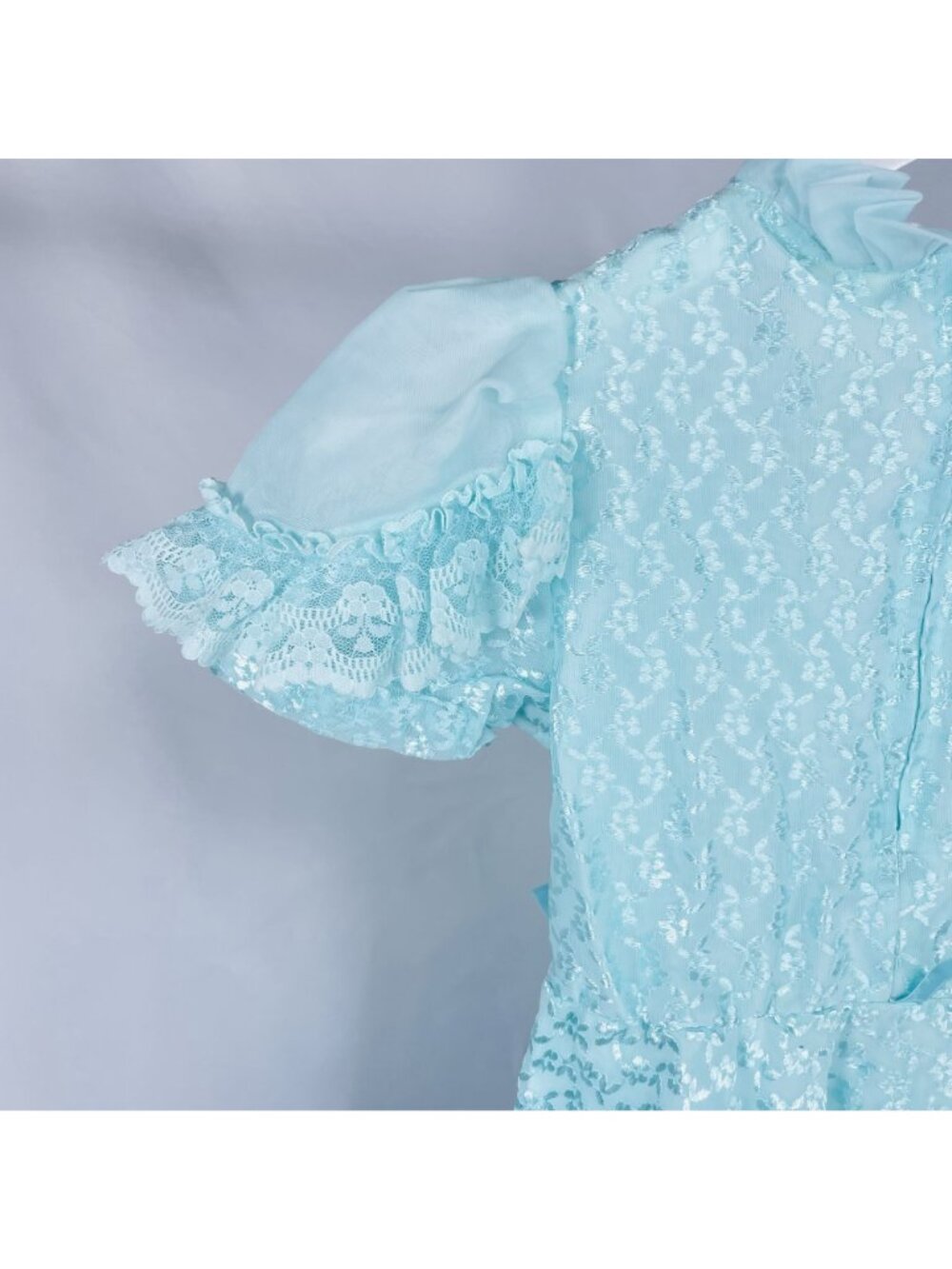 Vintage Classmates 1980s 80s Girls Mint Blue Lace Ruffle Pageant Twirl Dress 8 - Picture 10 of 16